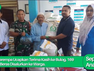 169 Karung Beras Disalurkan, Lurah Tarempa Apresiasi Kepedulian Bulog untuk Warga
