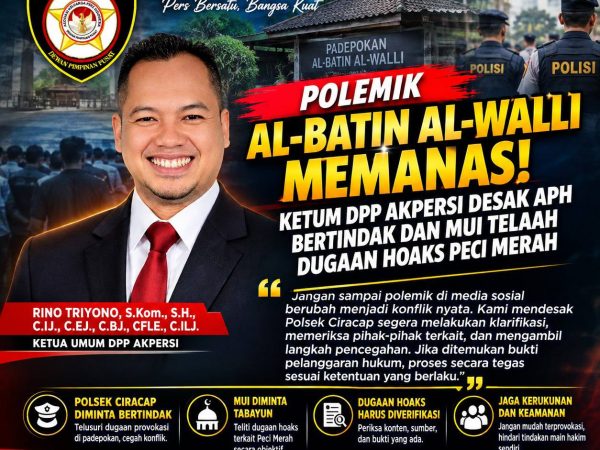 Ketum AKPERSI Minta Dugaan Provokasi di Padepokan Al-Batin Al-Walli Diusut Secara Profesional